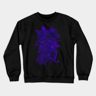 Abstract Zentangle Swirls Design (indigo on black) Crewneck Sweatshirt